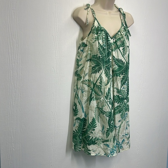 H&M - NWT Palm Leaves Floral White Spaghetti Strap Tie Back Dress Size XS - Picture 4 of 10